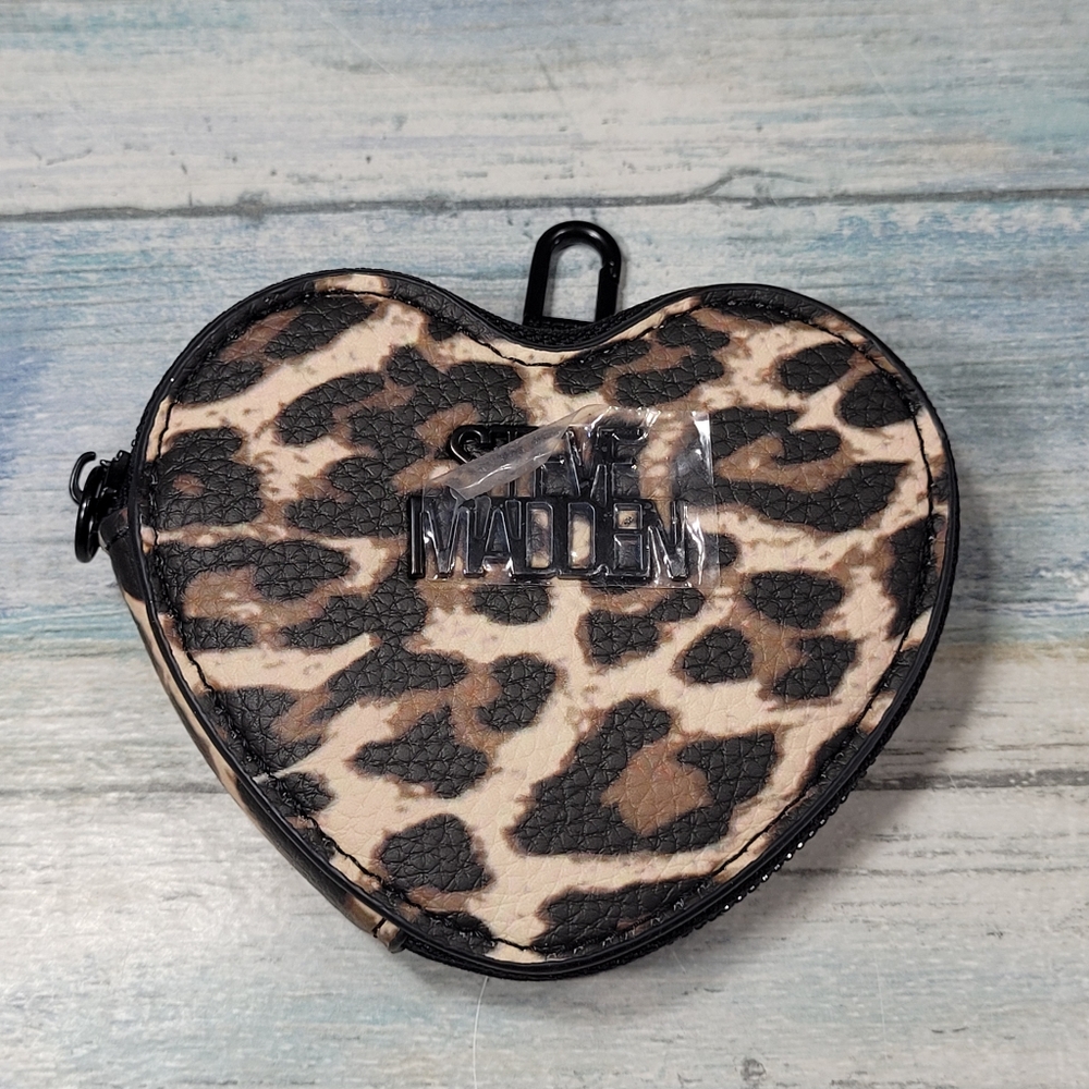 Steve Madden Heart-Shaped Leopard Print Coin Purse